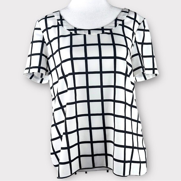 Banana Republic Windowpane Print Blouse - Size Small - EUC - Picture 2 of 9